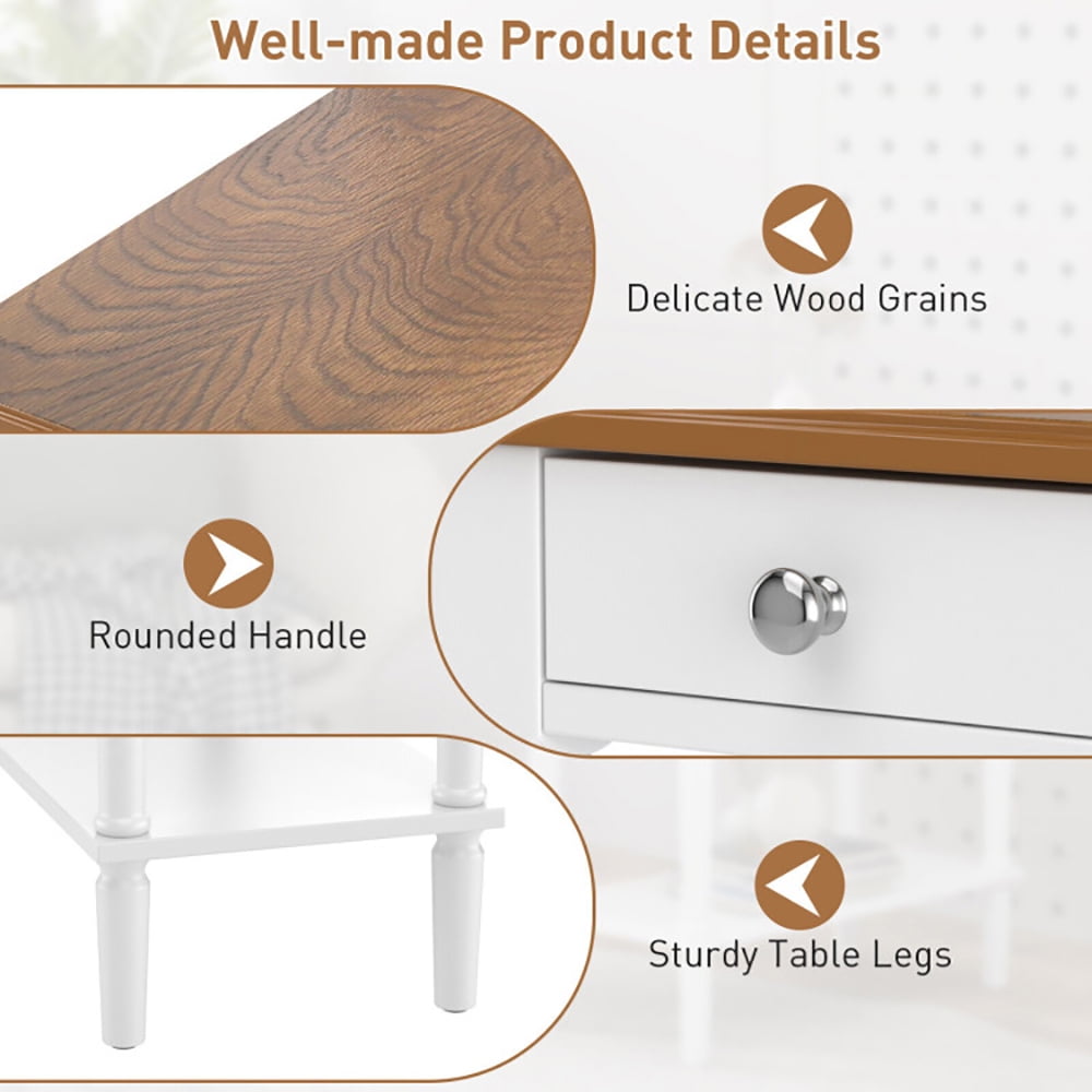 Finihen End Table, Narrow Side Table with Drawer and Open Storage Shelf, Sofa Side Table, Bed Side Table, for Living Room, Bedroom, White Finihen End Table, Narrow Side Table with Drawer and Open Storage Shelf, Sofa Side Table, Bed Side Table, for Living Room, Bedroom, White
