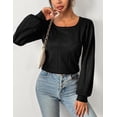 thumbnail image 6 of Zeagoo Womens Sweater 2025 Casual Cute Lightweight Puff Sleeve Cozy Crochet Knit Pullover Tops Blouse, 6 of 6