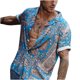 thumbnail image 3 of Camisa de negocios Pompotops Manga corta estampado de playa botones informales hombre, 3 of 3
