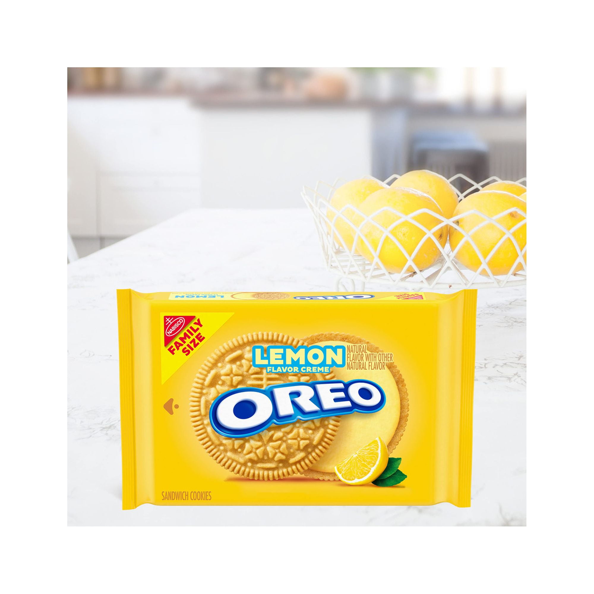 Oreo Lemon Creme Sandwich Cookies Family Size (Pack of 5)