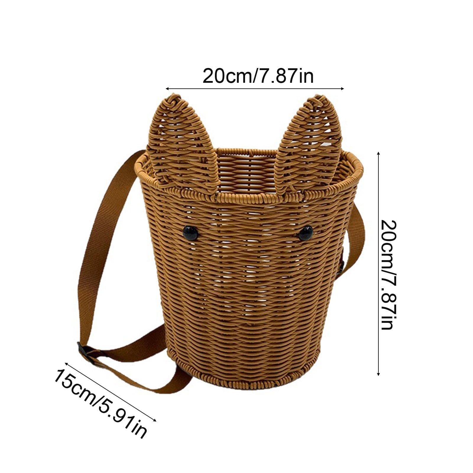 Easter Bunny Storage Basket, Imitation Rattan Woven Basket with Handle - Rustic Harvest Style Decor for Toys, Flowers, Nursery & Home Organization, 8 Inch