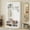 White 3 Hooks, variant on Euroco Modern Hall Tree with Wide Storage Seating, Entryway Shoe Cabinet and a coat rack Wood‑grain / Fabric bench 78''H