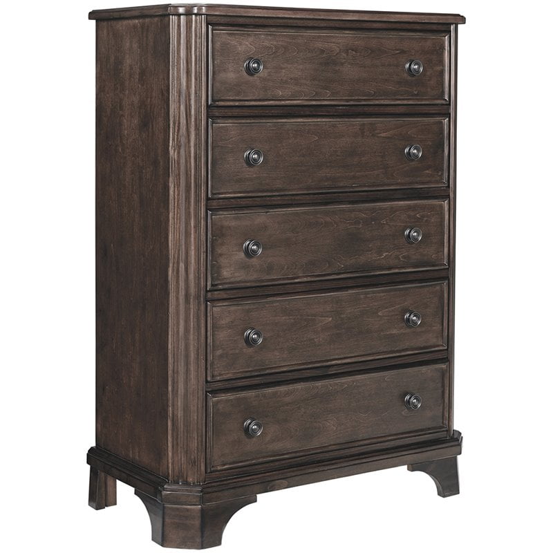Ashley Furniture Adinton 5 Drawer Chest in Reddish Light Brown