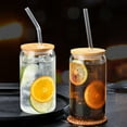 thumbnail image 5 of Homelife 1 Set 500ml Glass Cup with Straw Wooden Lid Silicone Sealing Ring High Temperature Resistant Can Shaped Drinking Glass Clear Cocktail Whiskey Tumbler Cup, 5 of 13