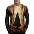 thumbnail image 2 of YOIAVAIOY Men's Halloween T Shirts Skull Graphic Long Sleeve Tee Shirts Casual Loose Fit Pullover Tops Festival Casual Clothes Khaki XL, 2 of 5