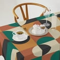 thumbnail image 2 of Mid Century Tablecloth, Abstract Geometric Modern Optical Half Circles Pattern Nordic Style Table Cloth Cover for Indoor Picnic Party, Orange Green Red Rectangle(55x55in), 2 of 6