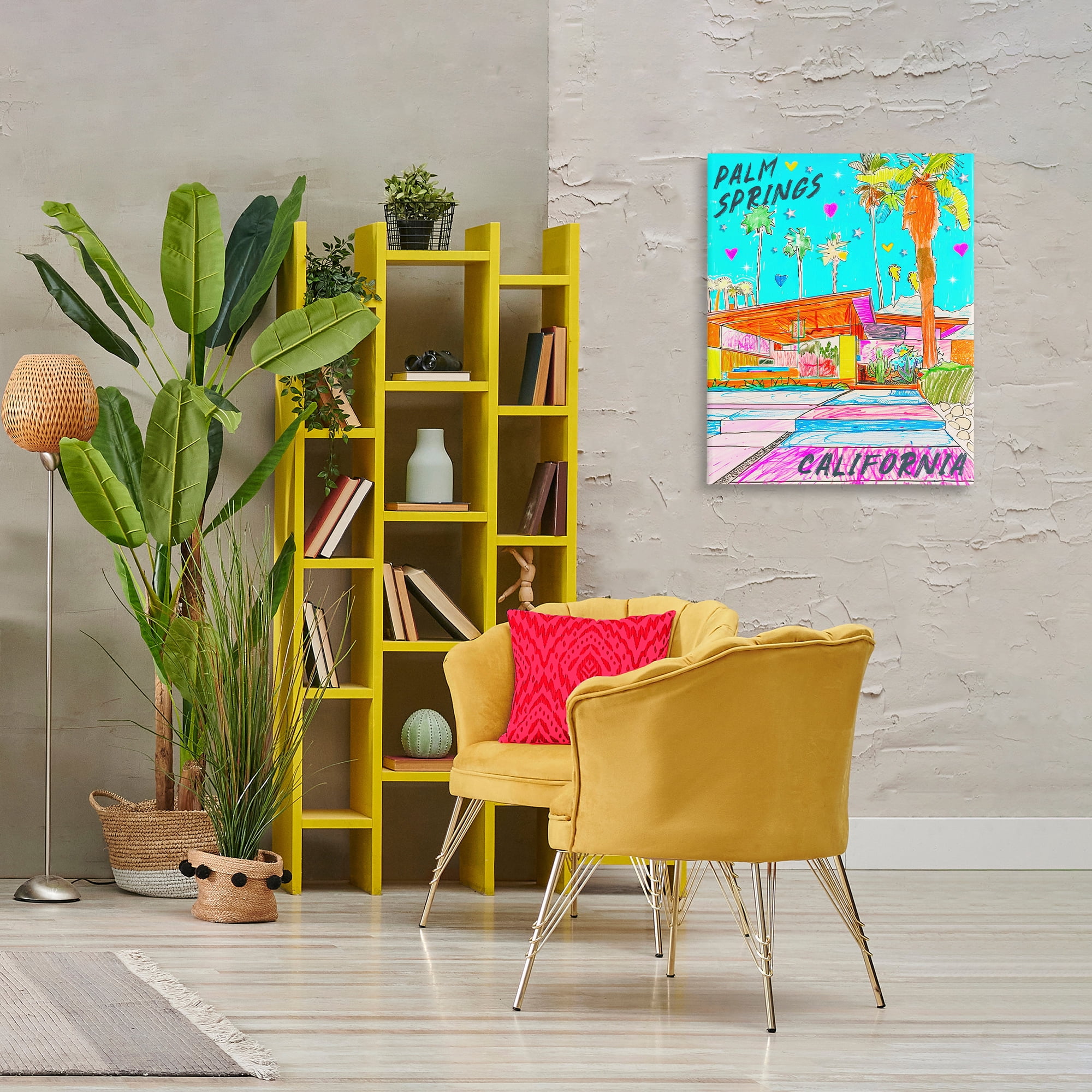 Stupell Industries Palm Springs Villa Doodle Cities & Countries Painting Wrapped Canvas Art Print Wall Art, 24 x 30