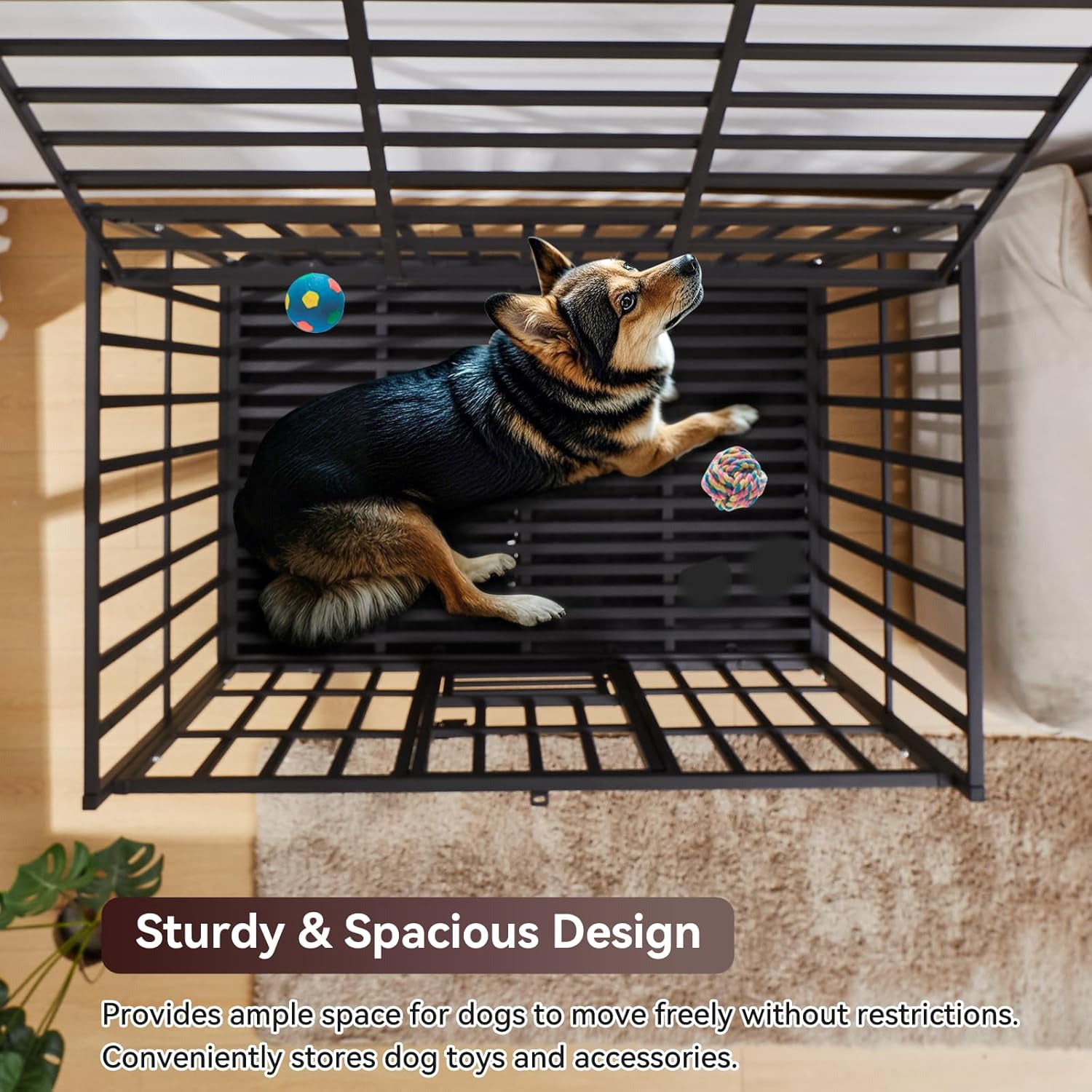 49/48/43/42Inch Heavy Duty Indestructible Dog Crate for Large Dogs,Escape-Proof Steel Kennel for Large Dogs,3Door Design with Lockable Wheels,Extra Large XXL Dog Cage with Removable Tray (43)