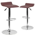 thumbnail image 3 of Flash Furniture 2 Pack Contemporary Burgundy Vinyl Adjustable Height Barstool with Solid Wave Seat and Chrome Base, 3 of 9