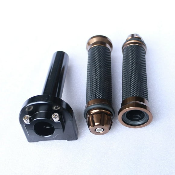 Yibid Motorcycle 7/8" Handlebar Throttle and Grips Motorized Anodized CNC Quick Twist Gas Tube Lever Control Compatibility Replacement for Suzuki,Yamaha, MV Agusta, Buell Sport Street Bike, Bronze