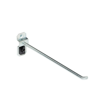 Triton Products® LocHook 8" Single Rod 30-Degree Bend 1/4"D Zinc Plated Steel Pegboard Hook for LocBoard, 5pk