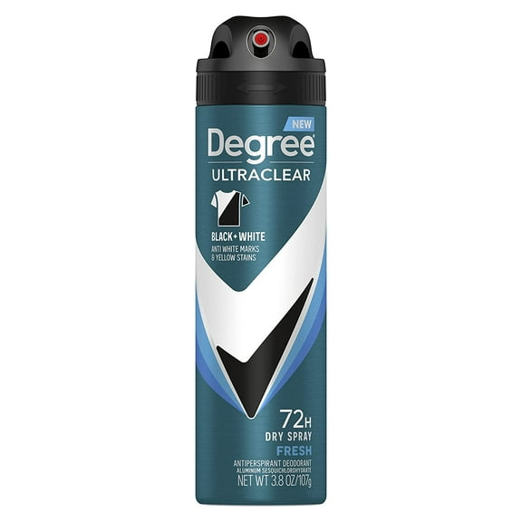 Degree Men UltraClear Antiperspirant Deodorant Black & White Dry Spray Fresh, 3.8 Oz