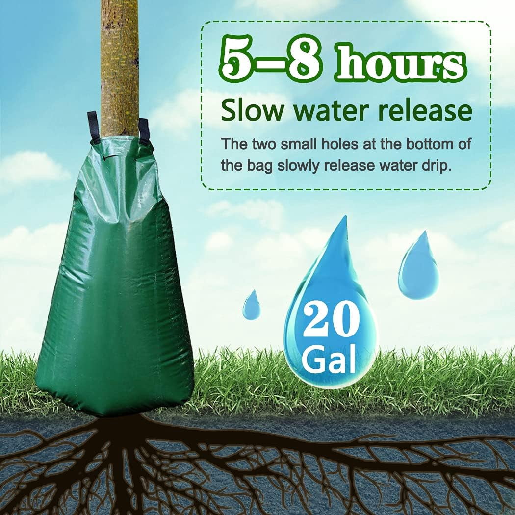 20 Gallon Tree Watering Bags, Reusable, Heavy Duty and Slow Release Gator Bags for Trees, Premium PVC Plant Drip Irrigation Bags,5-8 Hours Releasing Time