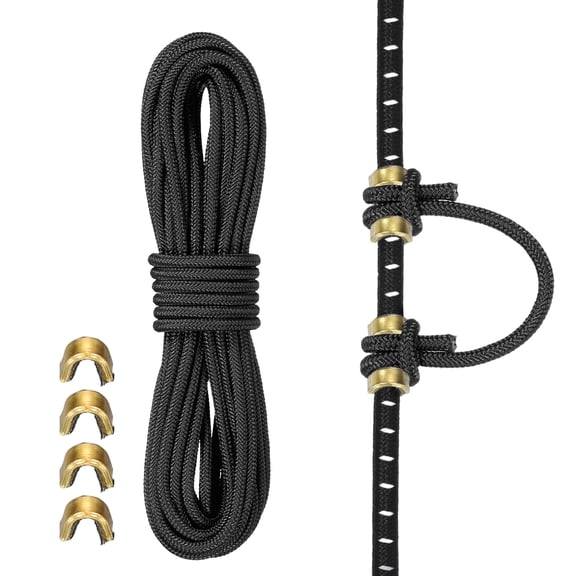 Uxcell Archery D Loop Rope, Bow String D Loop Rope with Brass Nock Points 10 ft & Black -Fitting for (Compound Bow Strings)