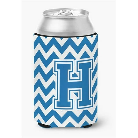 Letter H Chevron Blue & White Can or Bottle Hugger, 0.25 x 4 x 5.5 in.