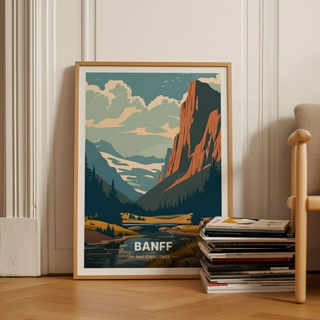 Banff National Park Poster, Alberta Canada Travel Art, National Parks Decor, Adventure Wall Art, Unique Travel Gift Wall Art, Modern Wall Decor, 12x18 UNFRAMED