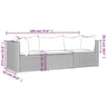 thumbnail image 4 of vidaXL 3 Piece Garden Lounge Set with Cushions Black Poly Rattan, 4 of 5