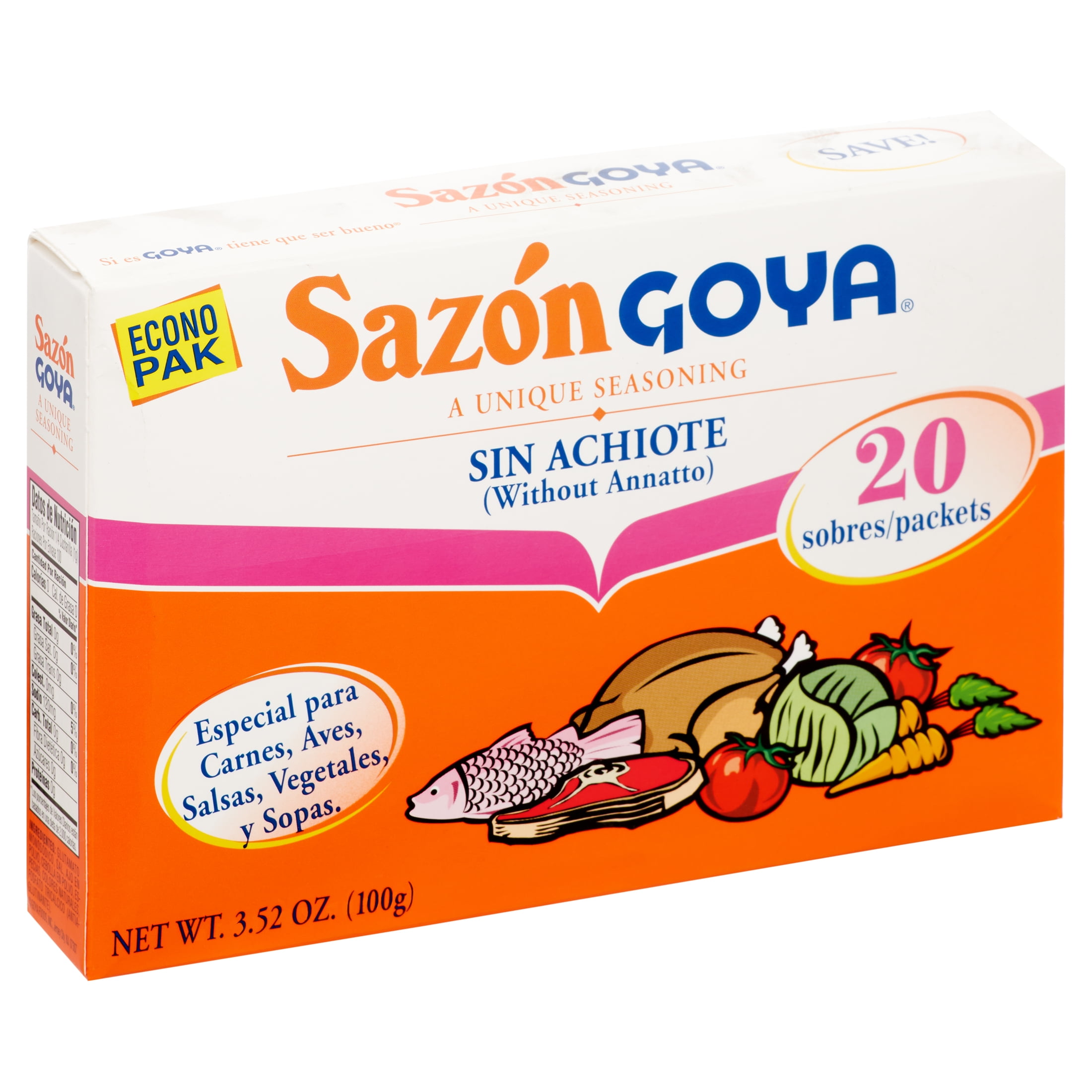 (3 pack) Goya Sazon Seasoning Without Annatto, 3.52 oz