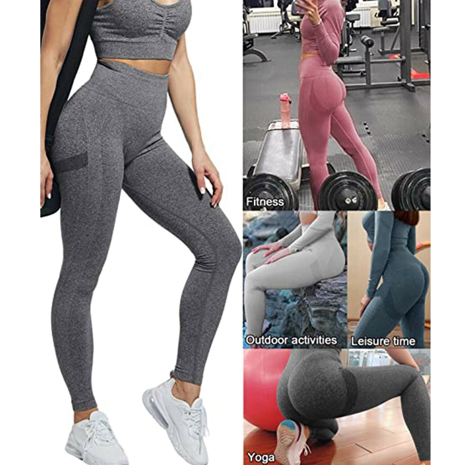 Ilfioreemio Butt Scrunch Seamless Leggings for Women High Waisted Booty  Workout Yoga Pants Ruched Butt Lift Textured Tights