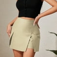 thumbnail image 4 of Felirenzacia Mini Skirt High Waist Zip Up Split Bodycon Fitted Party A Line Skirt Skort with Short, Beige,L, 4 of 8