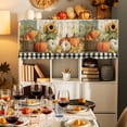 thumbnail image 7 of Thanksgiving Fall Valances for Windows, 54 x 18in, Pumpkin Flower Checkered Oil Painting Rod Pocket Kitchen Valance Curtain Light Filtering Window Treatments for Living Room Bedroom, 1 Panel, 7 of 7