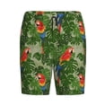 thumbnail image 6 of Daiia Parrots And Tropical Leaves Mens Woven Stretch Pajama Short,Short Pajama Pants-Small, 6 of 7