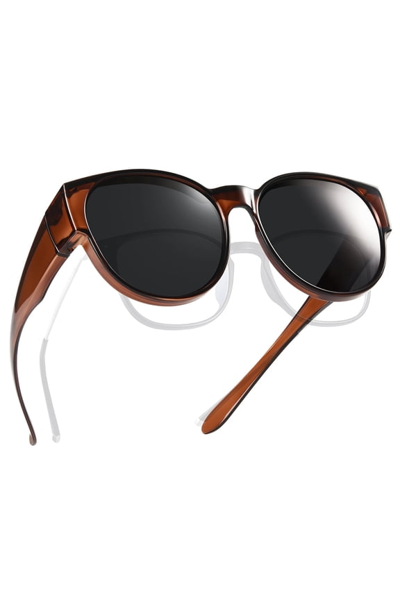 Polarized Fit Over Glasses Sunglasses for Women Men Trendy Cat Eye Wrap Around Shades UV Protection