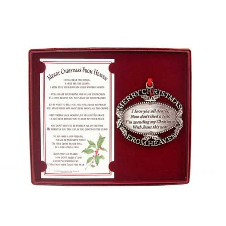 Pewter Christmas Decorations - Merry Christmas From Heaven (R) - Pewter Oval Ornament