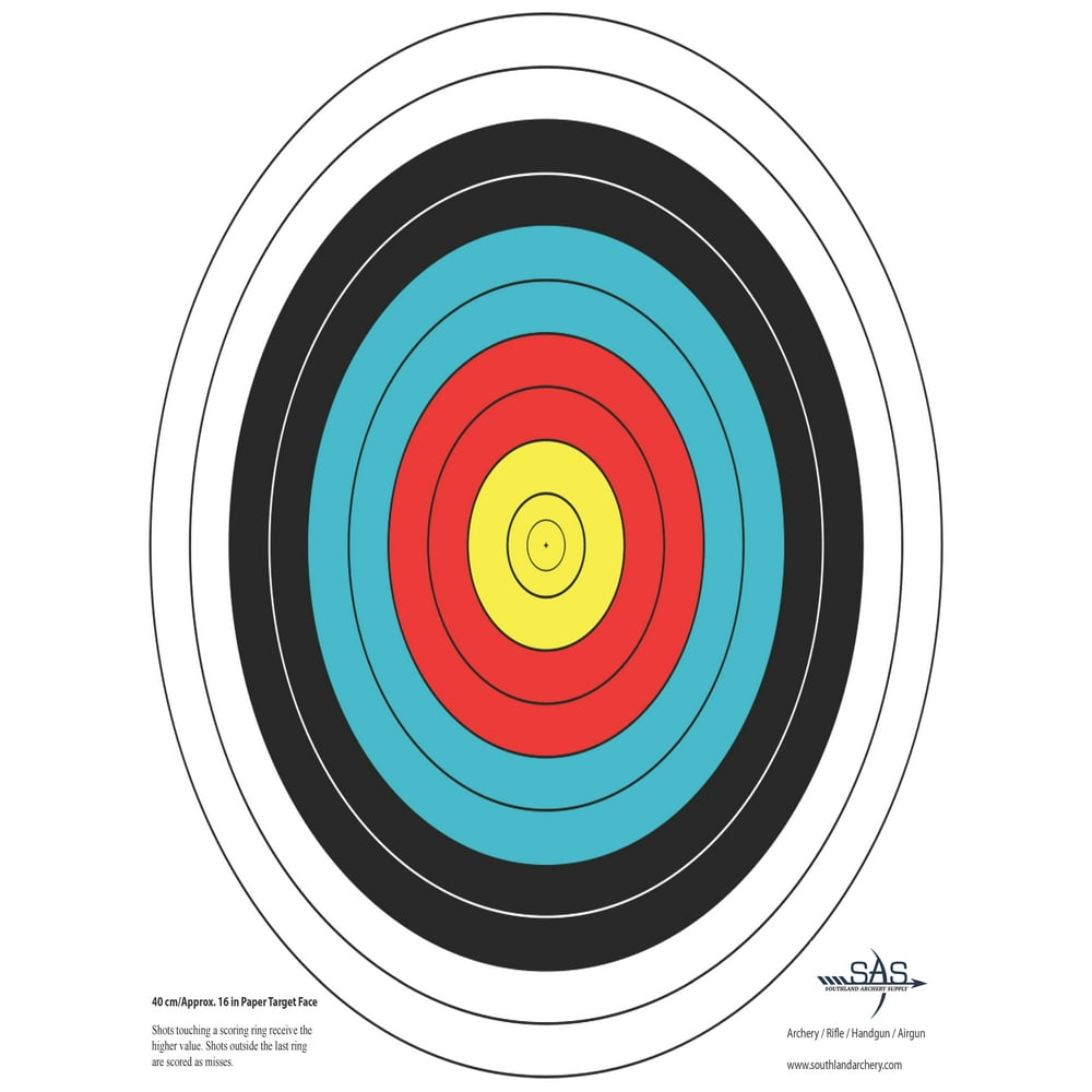 SAS High Quality 10Ring Paper Target Face Archery Range Approx. 40 cm