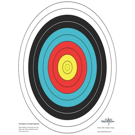 SAS High Quality 10-Ring Paper Target Face Archery Range Approx. 40 cm / 17 in. - 6/Pack