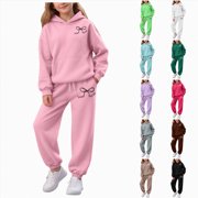 13-14 Years Teen Baby Girl Outfits Toddler Fall Winter Pajama Set Clothes Cute Long Sleeve Sweatshirt Tops Pants Set Infant 2Pcs Clothing Girls Hooded Sweatshirt And Sweatpants