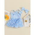 thumbnail image 6 of Aojekbee Newborn Girl Outfit, Flower Print Sleeveless Tulle Patchwork Romper Dress with Bow Hairband Summer Clothes, 6 of 10