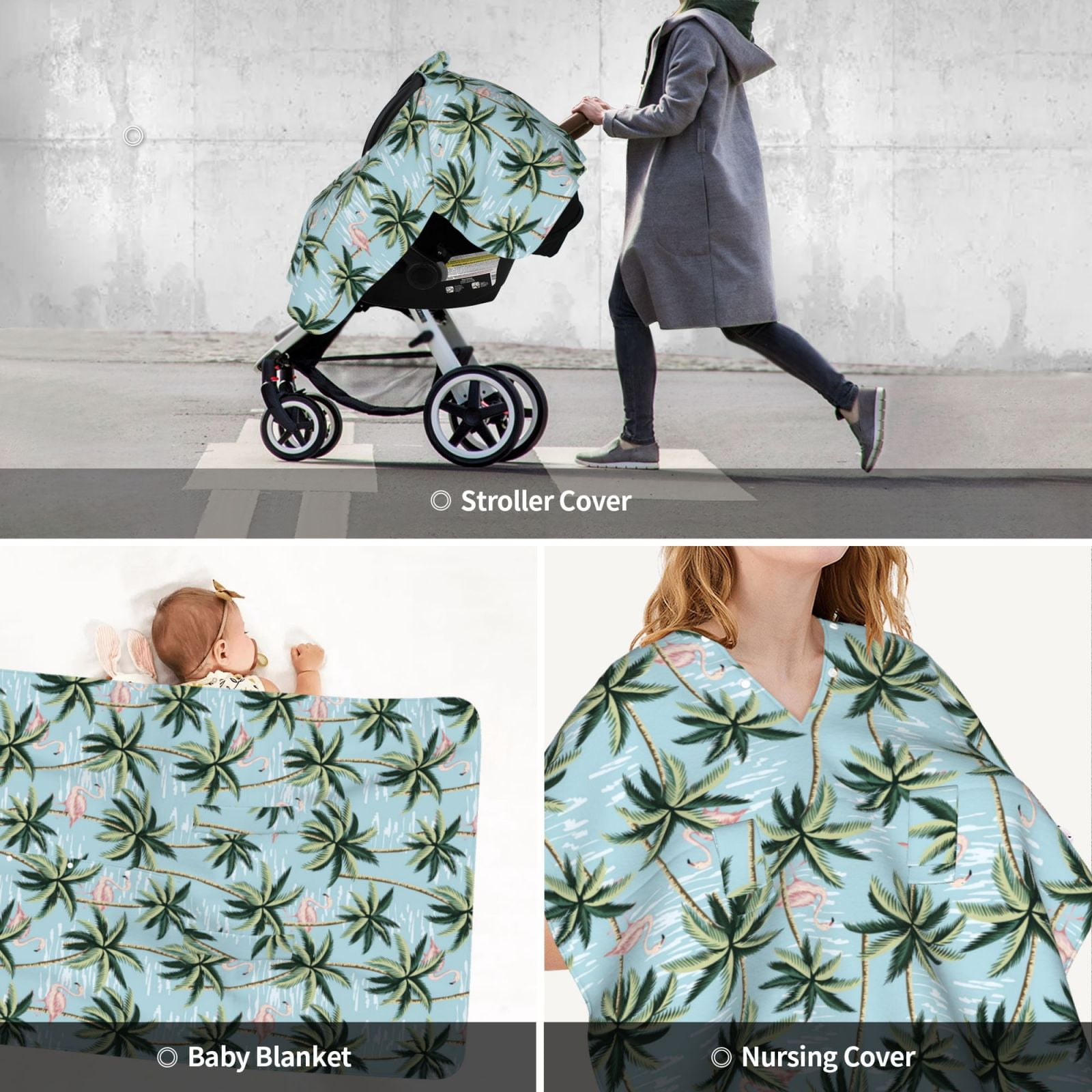 Car Seat Cover Baby - Hawaiian Style Flamingo Breathable Infant Car Seat Cover for Baby Carseat, Lightweight Comfort Baby Essentials Must Haves Newborn Stuff for Girl Boy