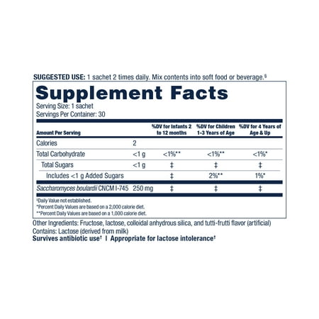 Florastor Kids Daily Probiotic Supplement, Saccharomyces Boulardii CNCM I-745, 30 Sticks