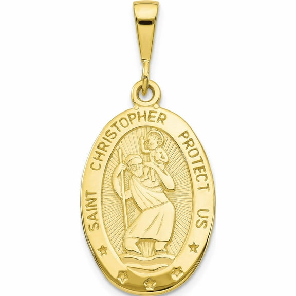 10K Yellow Gold St. Christopher Medal (35 X 16) Made In United States 10c702