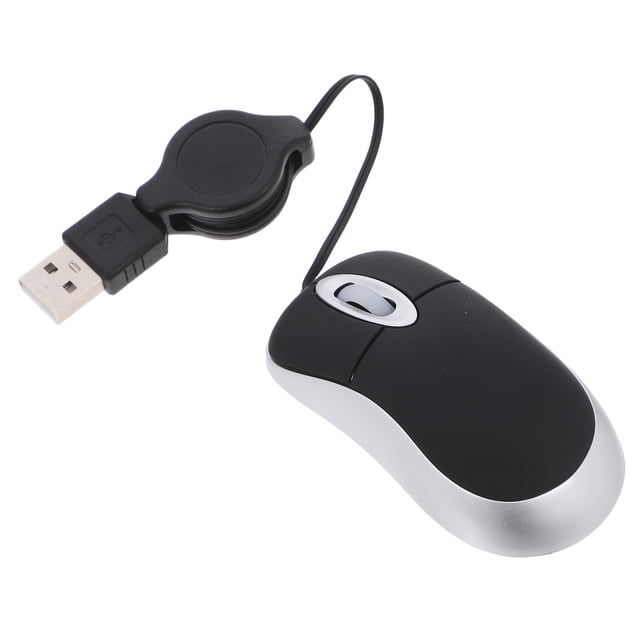 Creativo USB por cable Mini Telescópico Ratón computadora portátil Mouse Ratón portátil (Negro)