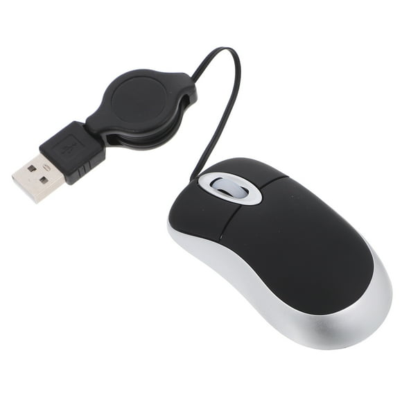 Ratón USB con cable creativo, miniratón telescópico para ordenador portátil (negro)