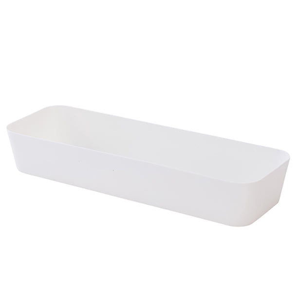 Caja de almacenamiento Rectangular de plástico Cajón de escritorio Estuche de cosméticos Organizador de papelería Contenedor de calcetines Almacenamiento y organización del hogar Blanco METRO Billuyoard HA003019-02