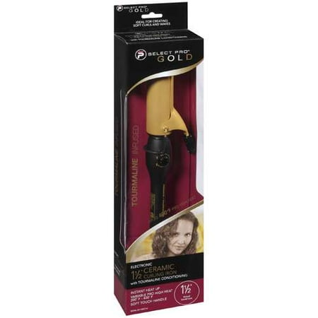 Select Pro Gold: Electronic 1 1/2" Ceramic W/Tourmaline Conditioning Curling Iron, 1 ct