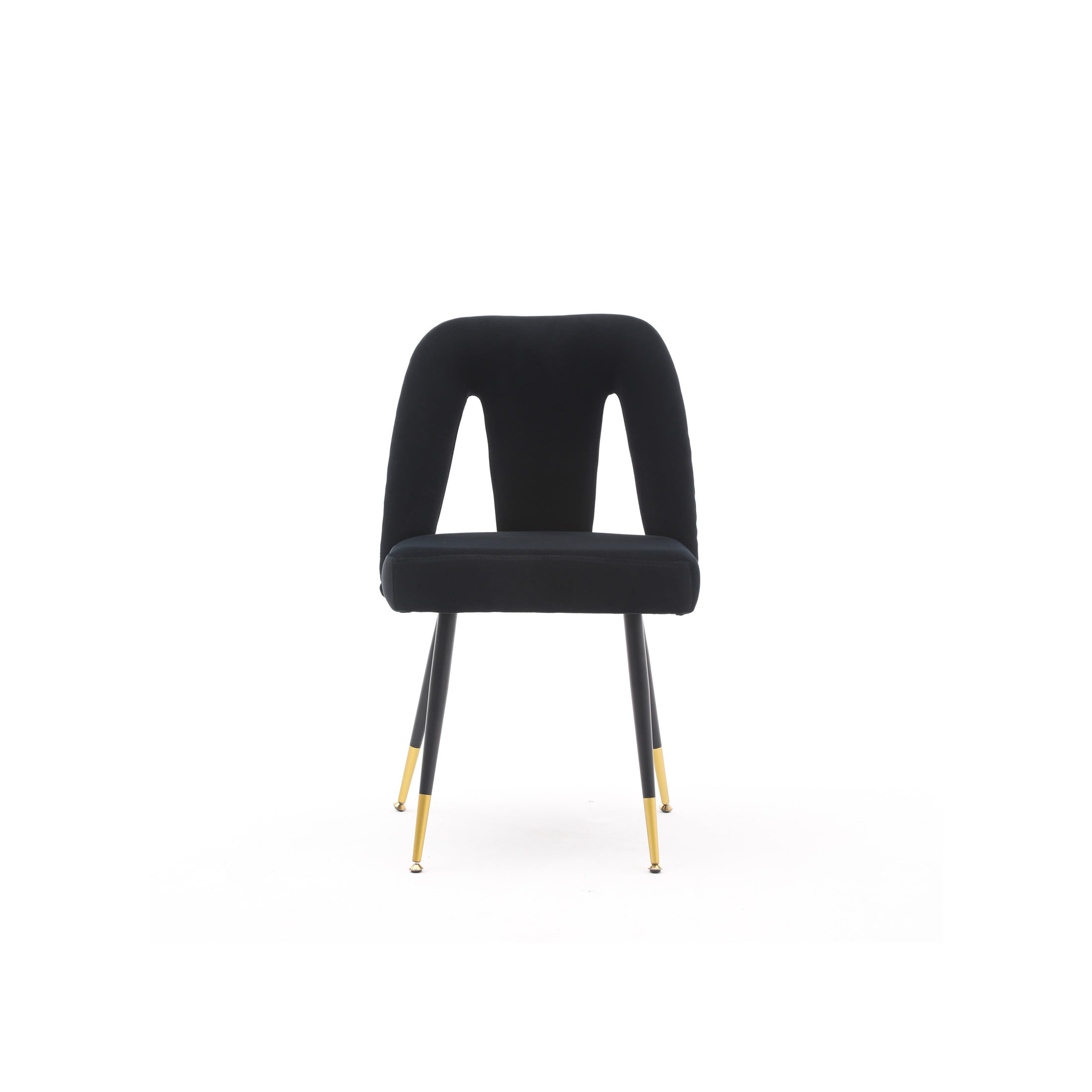 Orion Modern Upholstered Velvet Dining Chairs with Nailhead Trim, Metal Legs, Black, Set of 2