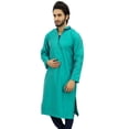 thumbnail image 2 of Atasi Men's Long Green Kurta Dupion Indian Shirt Ethnic Tunic-Medium, 2 of 7