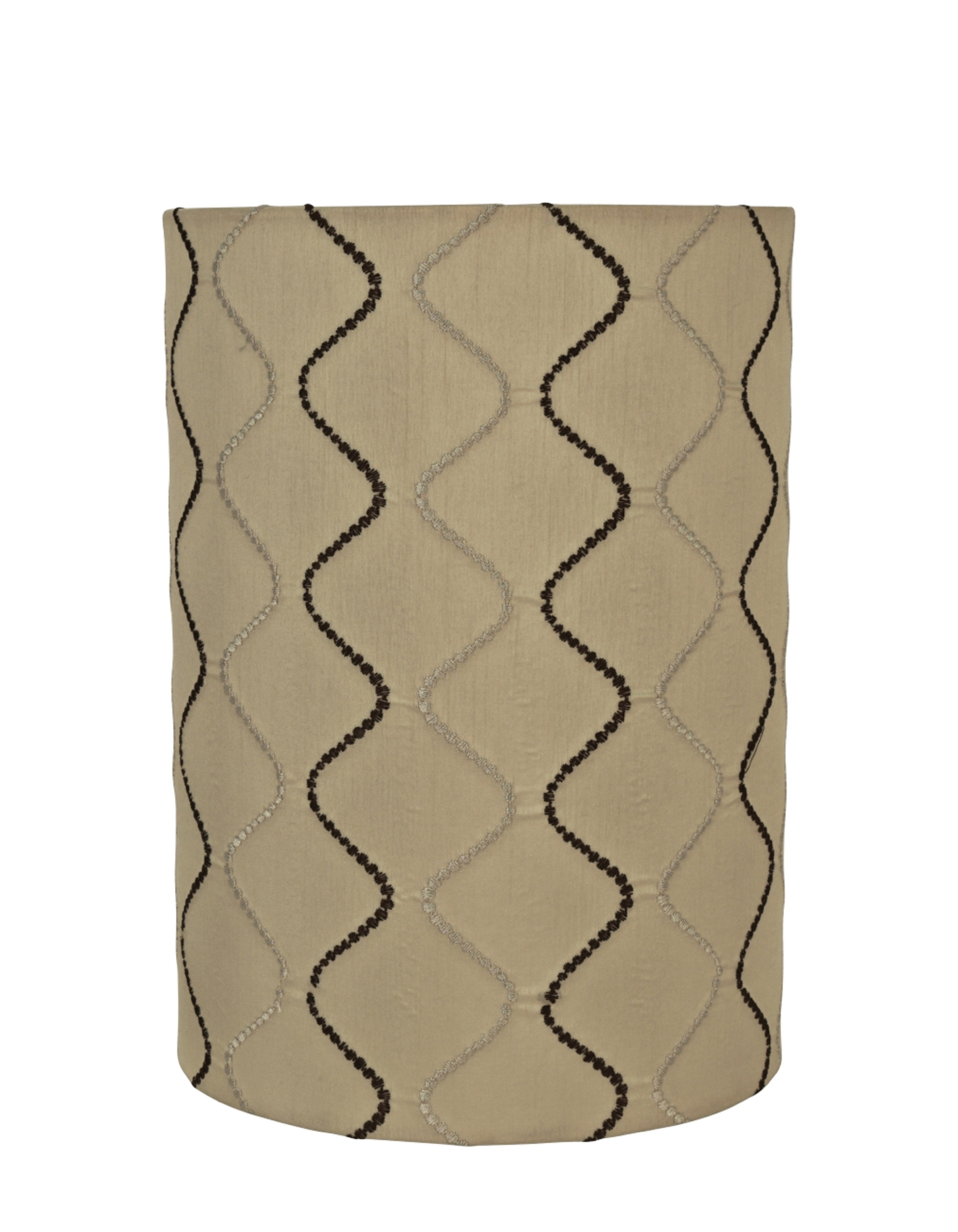Yellowish Brown Embroidered Fabric Drum Lamp Shade, 8" x 11"