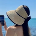 thumbnail image 3 of CoCopeaunts Straw Hat for Women Women Wide Brim Sun Visor Hat Summer Hat UV Protection Cute Beach Hat with Bow Knot, 3 of 3