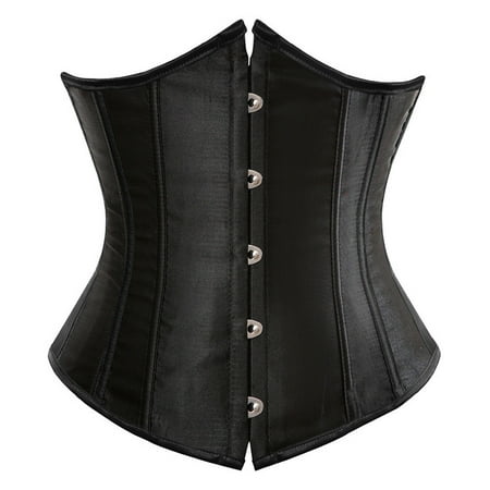 CHCNHAC Lace Corset Tops for Women Waist Training Corset Lingerie Satin Boned Lace Up Shapewear Bodysuit Cute Plus Size Cosplay Outfits Black L