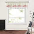 thumbnail image 3 of Sheer Valance Curtains for Kitchen Living Room Decor, Mother''s Day Pink Flowers and Light Yellow Stripes Semi Sheer Curtain Voile Valance Rod Pocket Window Treatment Short Curtain Panel 54"x18", 3 of 6