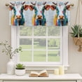 thumbnail image 2 of Colorful Cow Curtain Valances for Windows, Kitchen Valance Window Treatments Panel 2 Pack, Rustic Vintage Abstract Oil Painting Art Rod Pocket Short Curtains for Bathroom Bedroom 60 x 18 Inch, 2 of 8