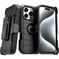 thumbnail image 1 of Rome Tech Funda Protectora de Doble Capa a Prueba de Golpes para iPhone 16 Pro con Clip para Cinturón y Soporte, Color Negro, 1 of 5