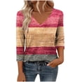 thumbnail image 2 of Xuyuer Womens Plus Size Fashion Non Positioning Printed Tops V Neck T Shirts 3/4 Sleeve Blouse Summer Casual Tees S-3X, 2 of 6