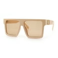 thumbnail image 4 of Squared Mobster Mafia Oversize Rectangular Sunglasses Ivory - Beige, 4 of 8