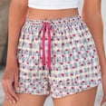 thumbnail image 2 of yeiolnoer Pajama Shorts Women Printed Sleep Lounge Shorts Cute Striped Sleepwear Drawstring Elastic Waist Shorts, 2 of 5